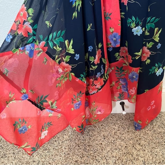 Eliza J Floral Midi Maxi Dress Navy and Pink Plus Size - Picture 4 of 14